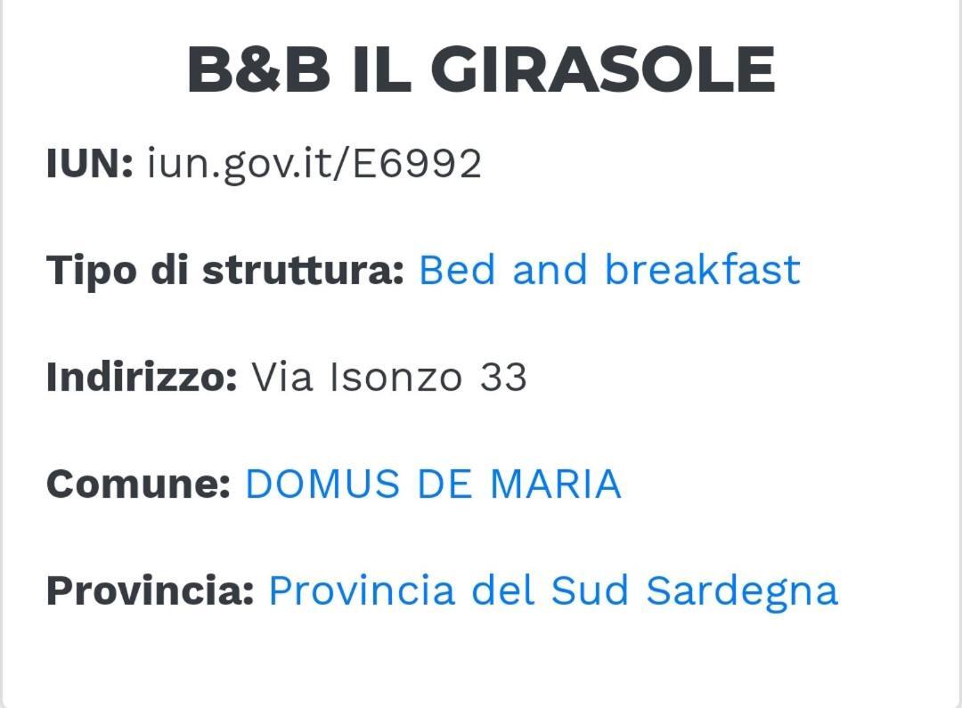 Bed and Breakfast Il Girasole Domus De Maria Zewnętrze zdjęcie